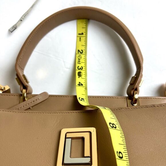Luana Italy Double Zip Satchel/Crossbody Tan Leather Handbag - Picture 12 of 15